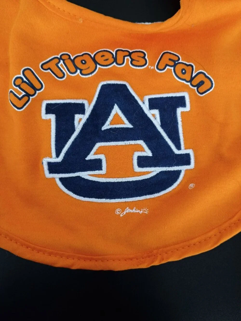 Lil Tigers Fan Auburn University Baby Bib With Closure - Orange & Blue Cotton Po
